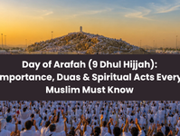 Day of Arafah — pilgrims standing at Mount Arafat on 9 Dhul Hijjah