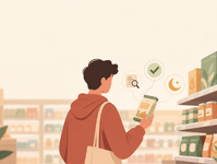 new Muslim reading grocery label using a halal and haram food guide